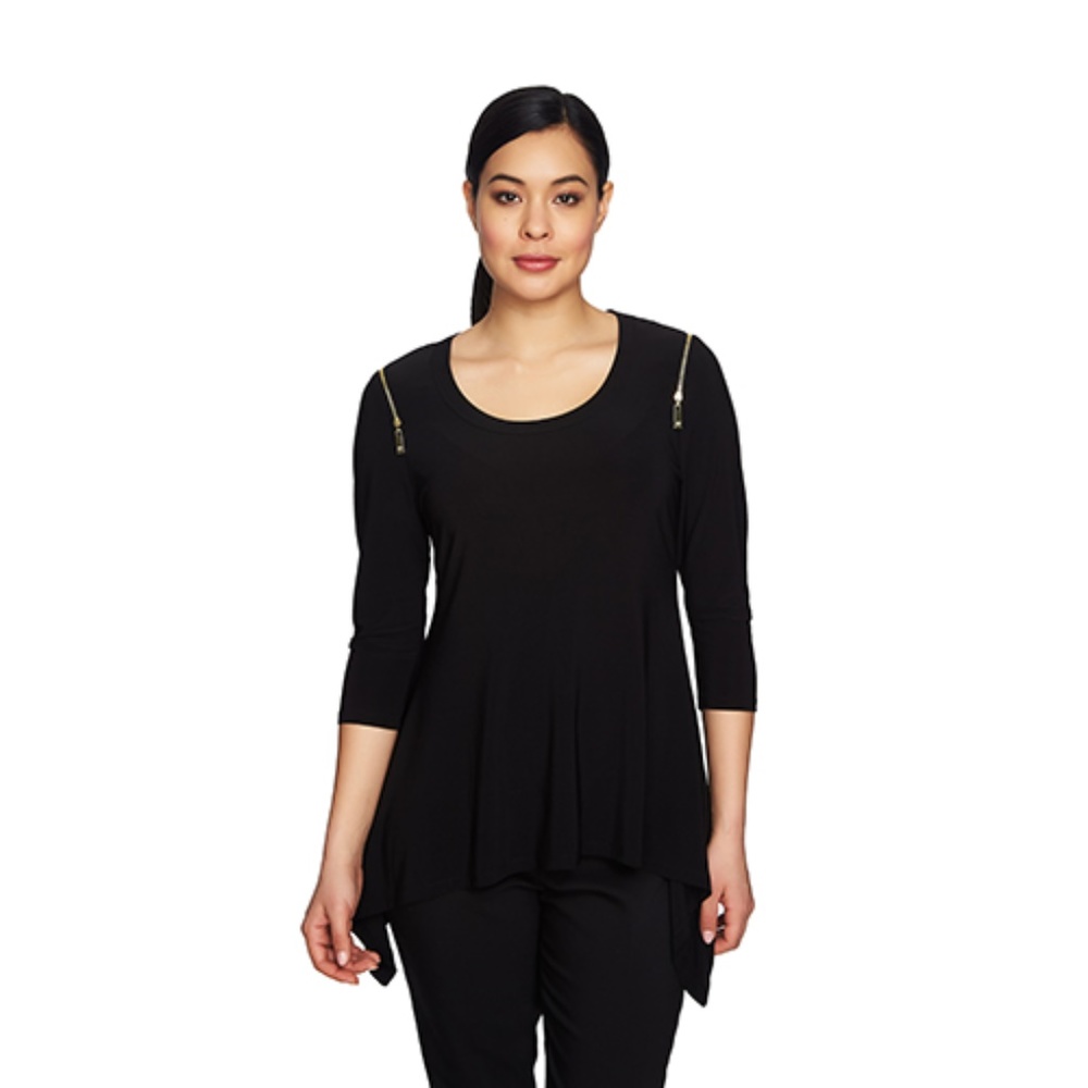 CHAUS  Solid Zipper Top